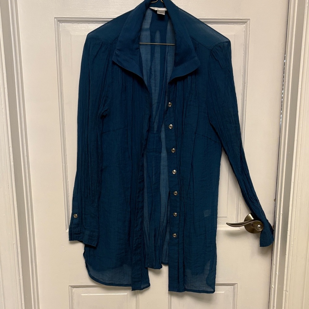 Christopher & Banks Teal Sheer Blouse